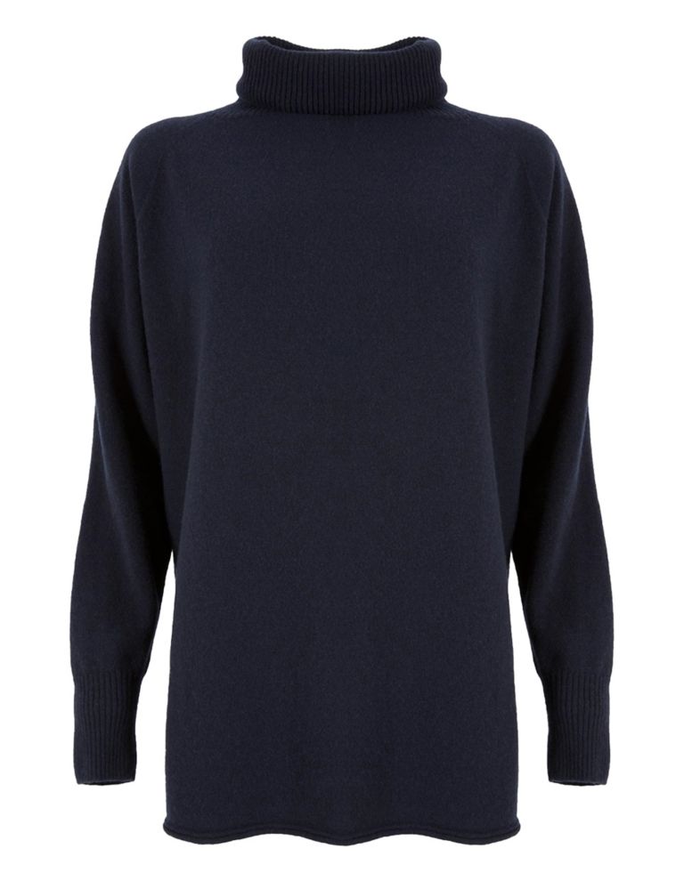 Pure Wool Roll Neck Relaxed Longline Jumper 3 of 5