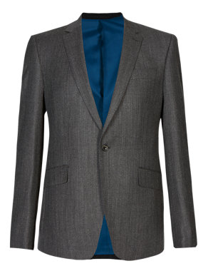 Pure Wool Slim Fit 1 Button Jacket Image 2 of 8