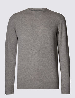 Pure Wool Slim Fit Crew Neck Jumper Image 2 of 4