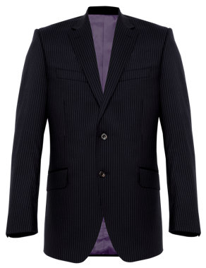 Pure Wool Striped 2 Button Jacket Image 2 of 8