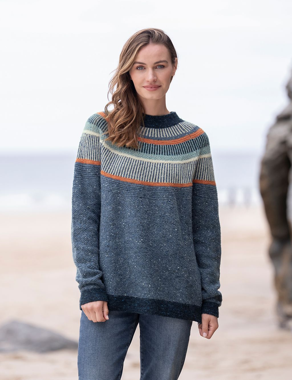 Pure Wool Striped Crew Neck Jumper 3 of 7