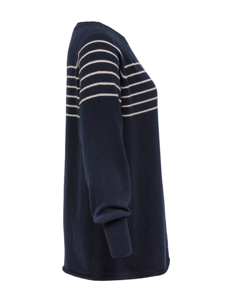Pure Wool Striped Crew Neck Jumper 4 of 7