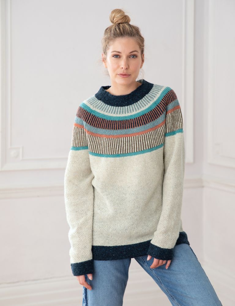 Pure Wool Striped Crew Neck Jumper 6 of 6