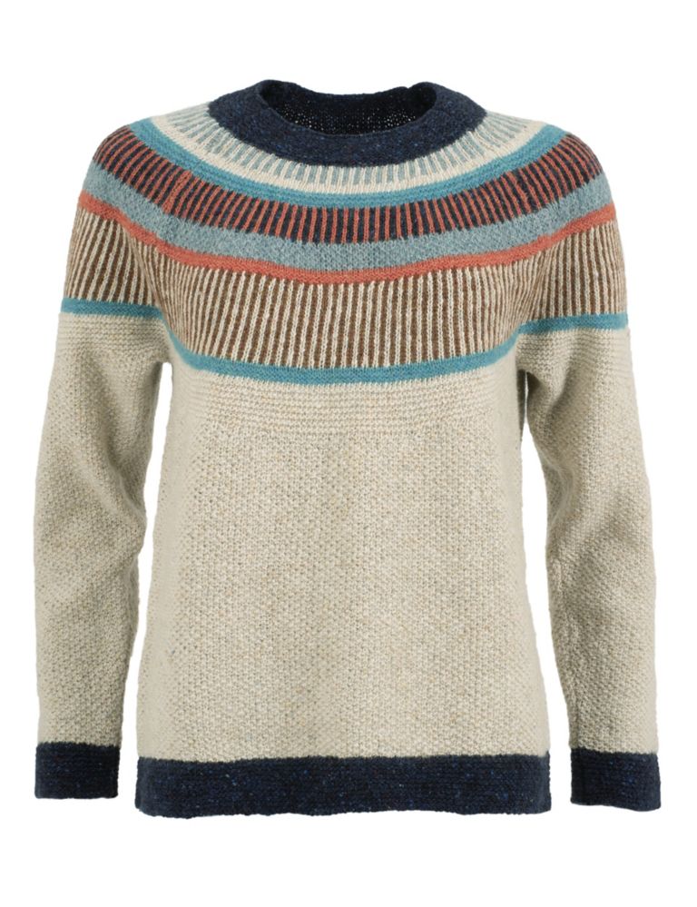 Pure Wool Striped Crew Neck Jumper 3 of 6