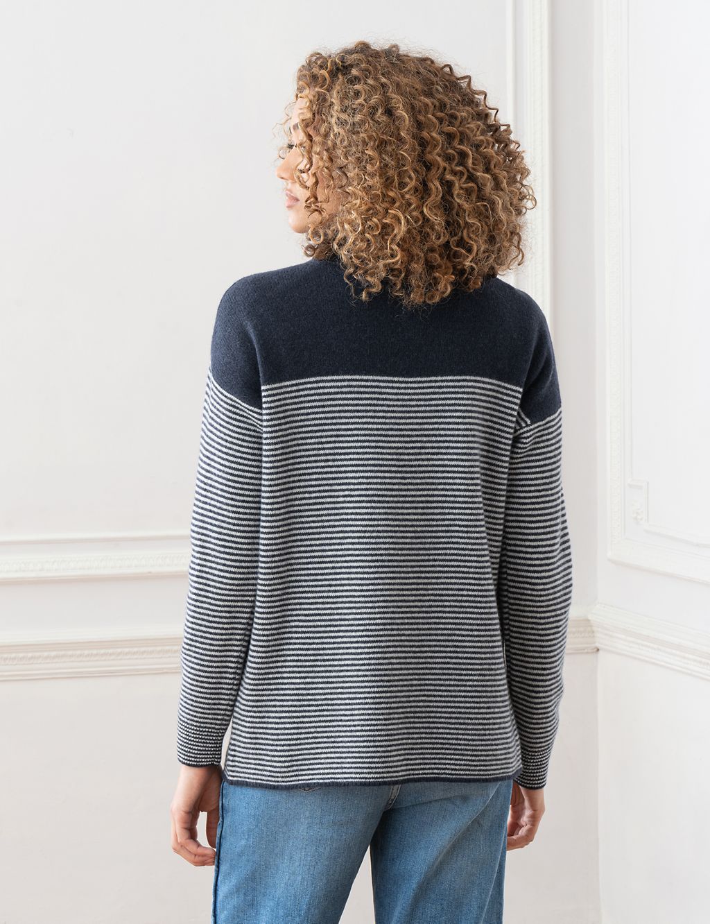 Pure Wool Striped Funnel Neck Jumper 4 of 5