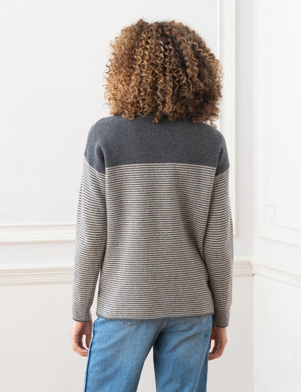 Pure Wool Striped Funnel Neck Jumper 4 of 5