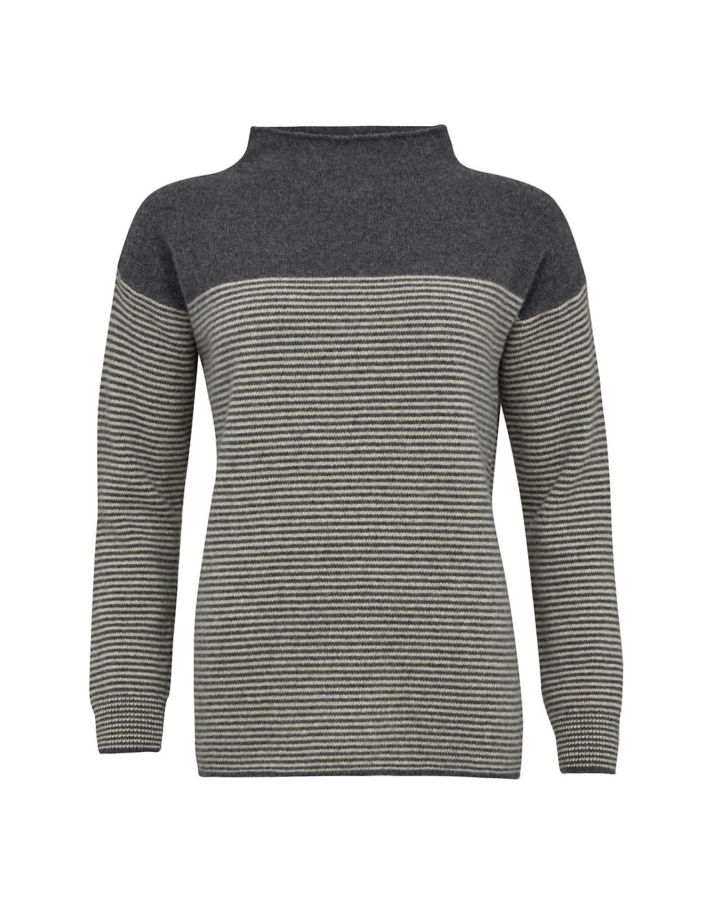 Pure Wool Striped Funnel Neck Jumper 1 of 5