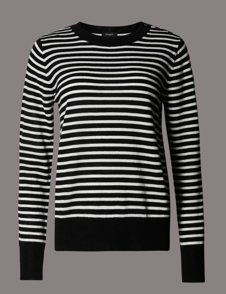 Pure Wool Striped Round Neck Jumper 2 of 4