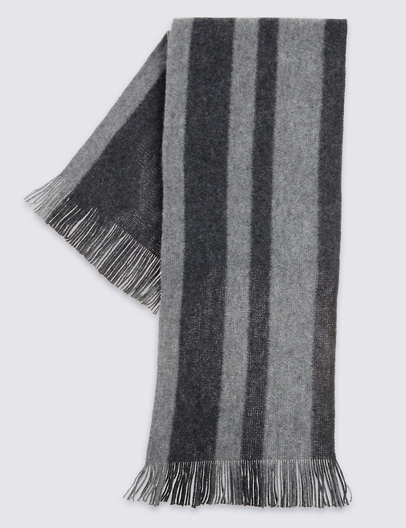 Pure Wool Striped Scarf Image 1 of 2