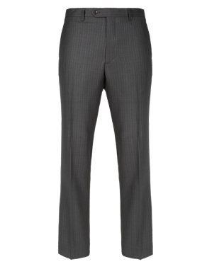 Pure Wool Supercrease™ Striped Flat Front Trousers Image 2 of 6