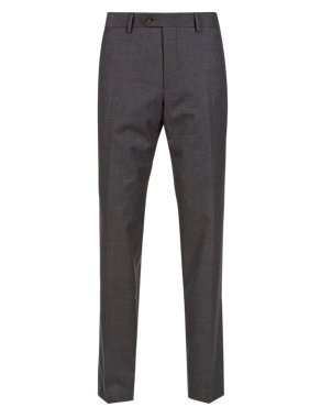 Pure Wool Tailored Fit Checked Trousers Image 2 of 4