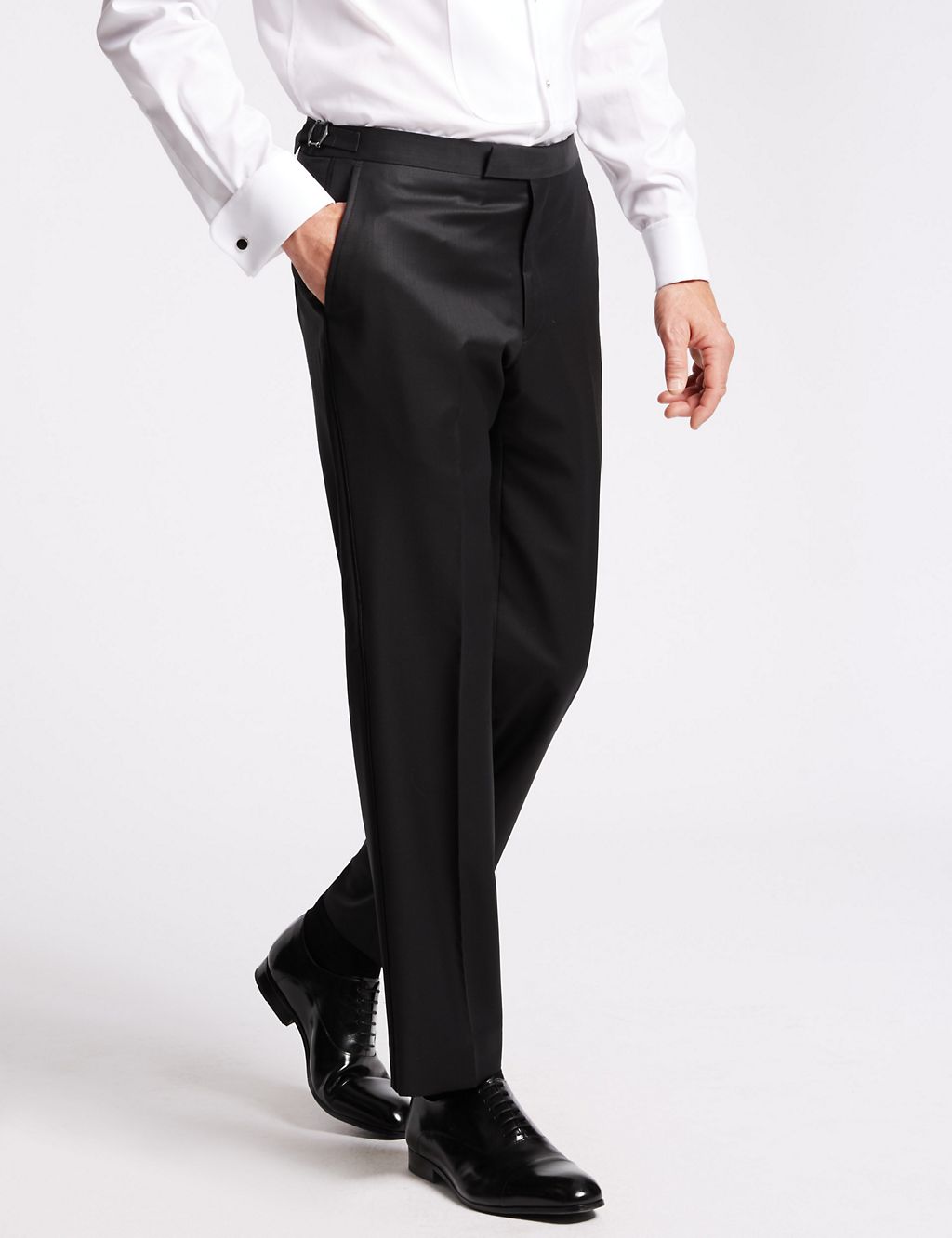 Pure Wool Tailored Fit Flat Front Dinner Trousers 3 of 3