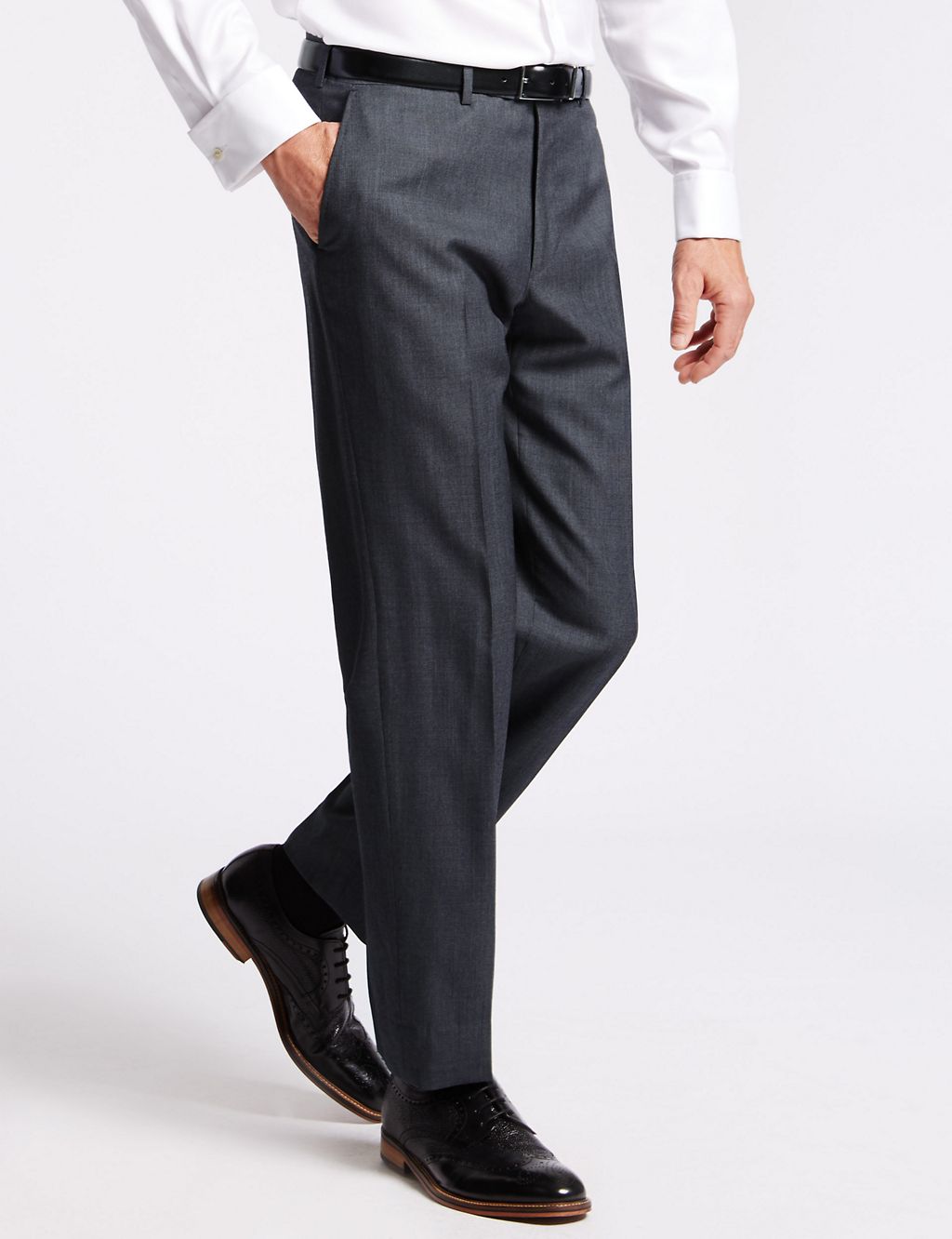 Pure Wool Tailored Fit Flat Front Trousers 3 of 4