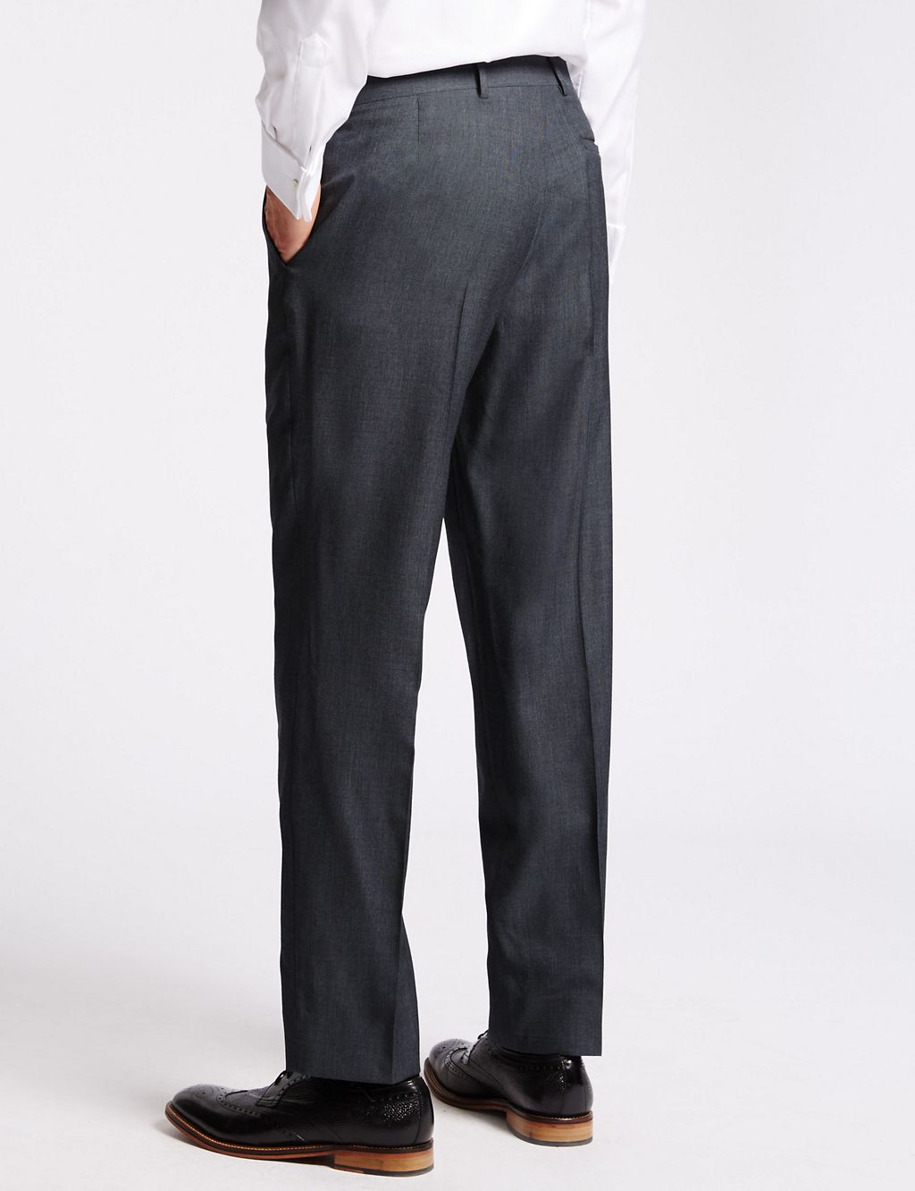 Pure Wool Tailored Fit Flat Front Trousers 2 of 4