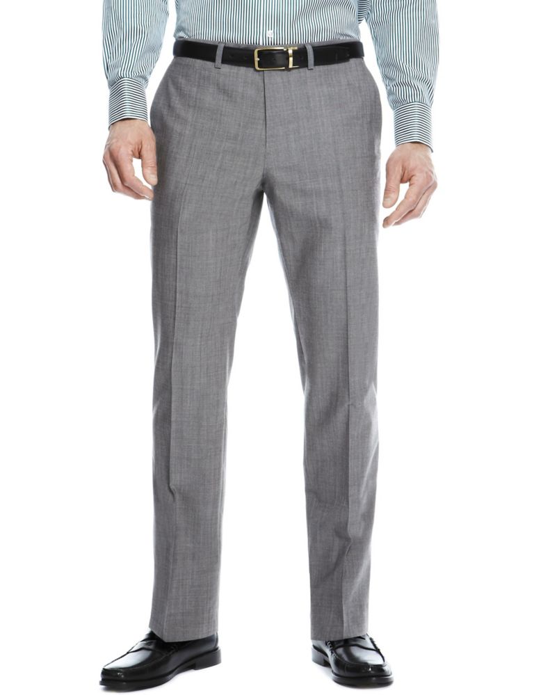 Pure Wool Tailored Fit Flat Front Trousers 1 of 4