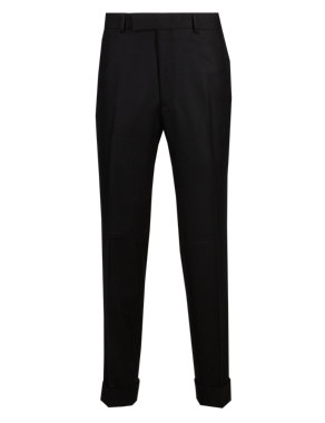 Pure Wool Tailored Fit Flat Front Twill Trousers Image 2 of 3