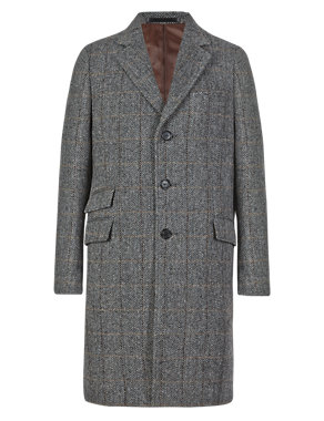 Pure Wool Tailored Fit Harris Tweed Herringbone Jacket Image 2 of 6