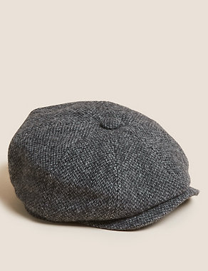 Pure Wool Textured Baker Boy Hat Image 2 of 3