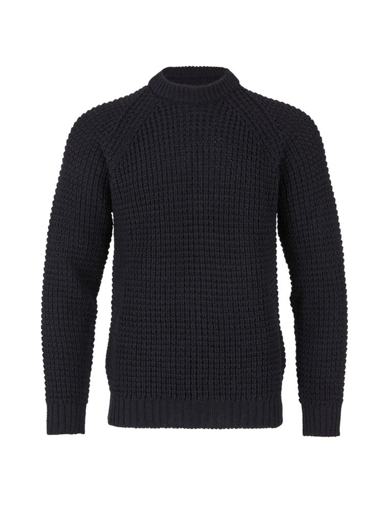 Pure Wool Textured Crew Neck Jumper 2 of 3