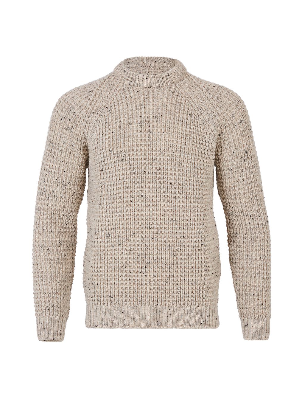 Pure Wool Textured Crew Neck Jumper 1 of 4
