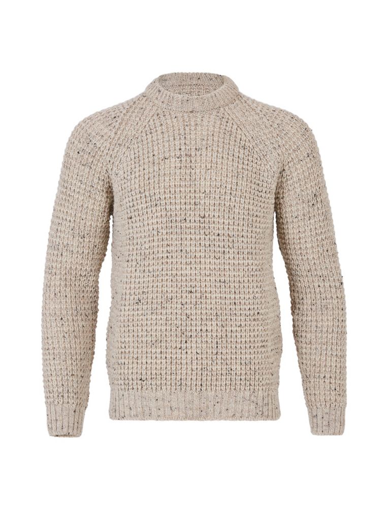 Pure Wool Textured Crew Neck Jumper 2 of 4