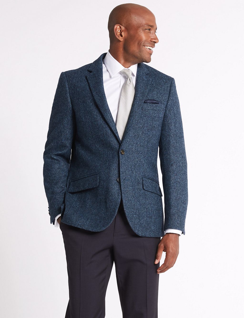 Pure Wool Textured Tailored Fit Jacket 2 of 6