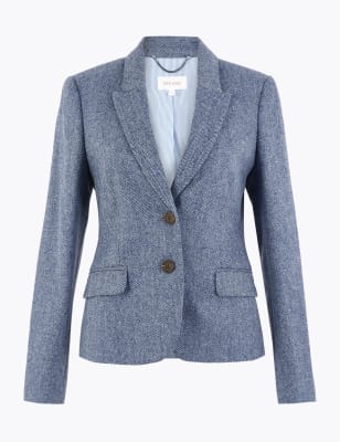 Pure Wool Tweed Single Breasted Blazer, Per Una