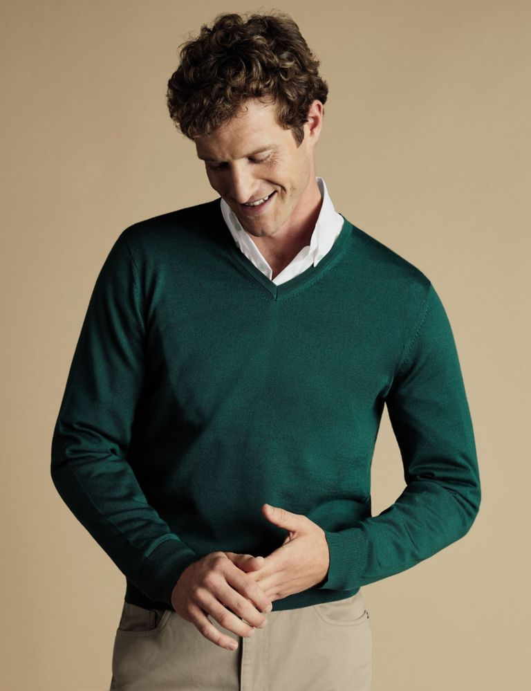 Pure Wool V-Neck Jumper 1 of 6