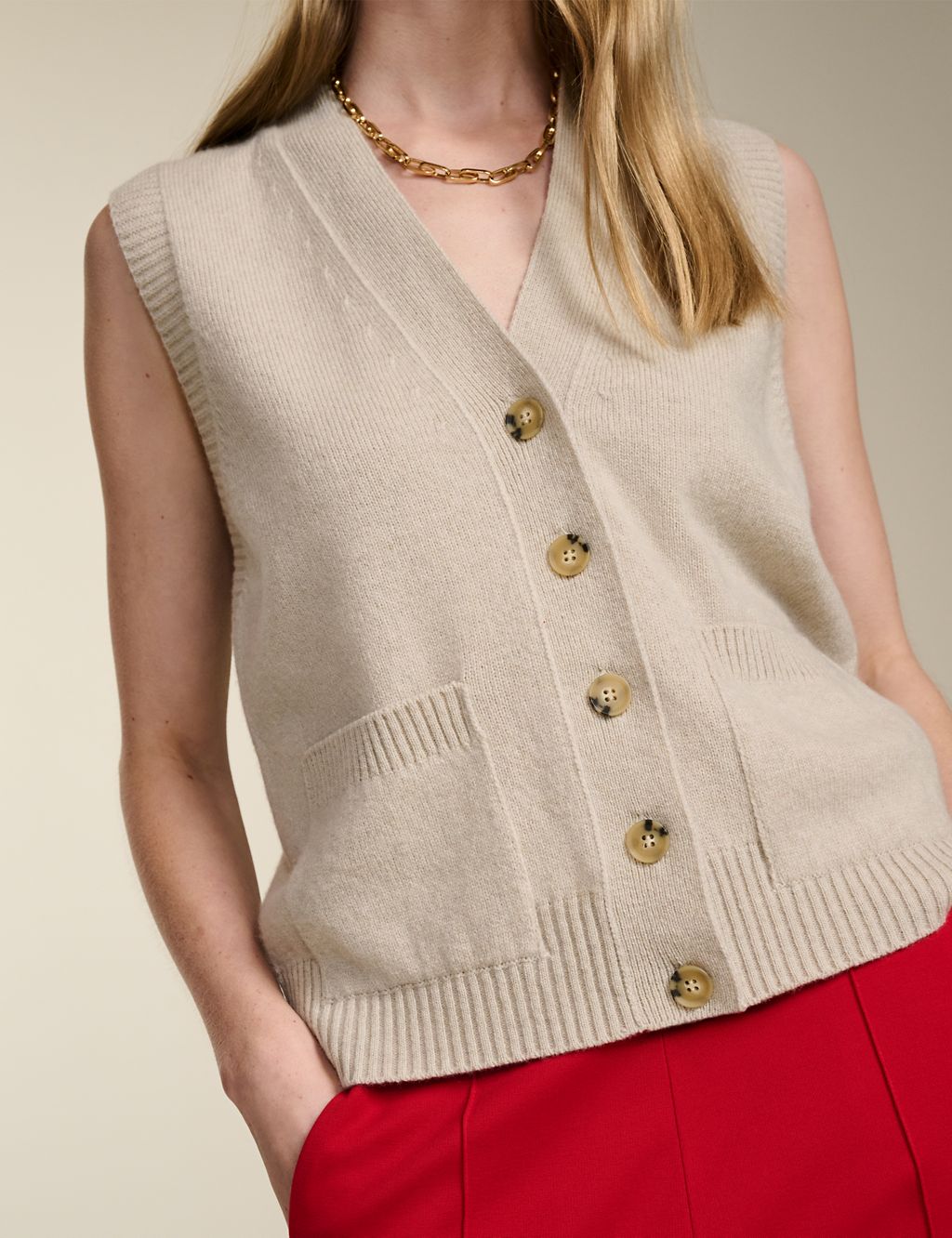 Pure Wool V-Neck Knitted Vest 1 of 5