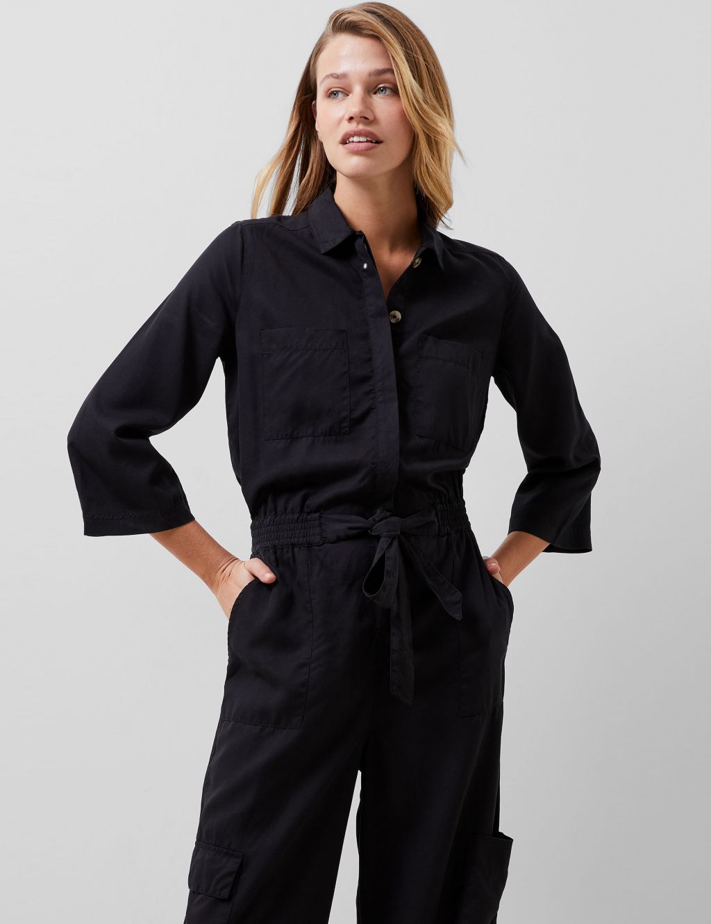Pure lyocell™ Belted Collared Jumpsuit 4 of 5