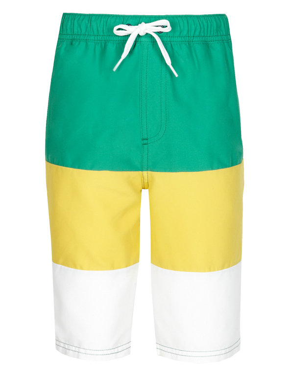 Quick Dry Colour Block Striped Swim Shorts (5-14 Years) Image 1 of 2