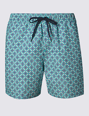 Quick Dry Geometric Print Swim Shorts Image 2 of 3