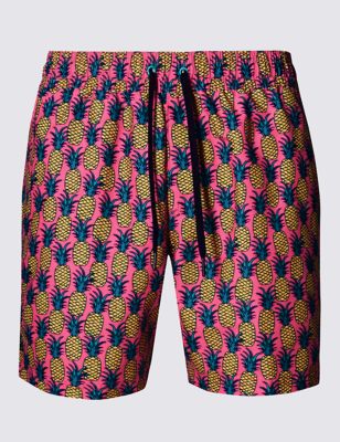 Quick Dry Pineapple Print Swim Shorts Image 2 of 3