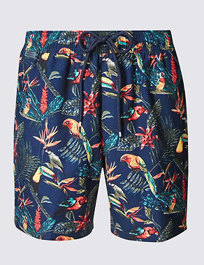 Quick Dry Printed Swim Shorts with Pocket Image 2 of 4