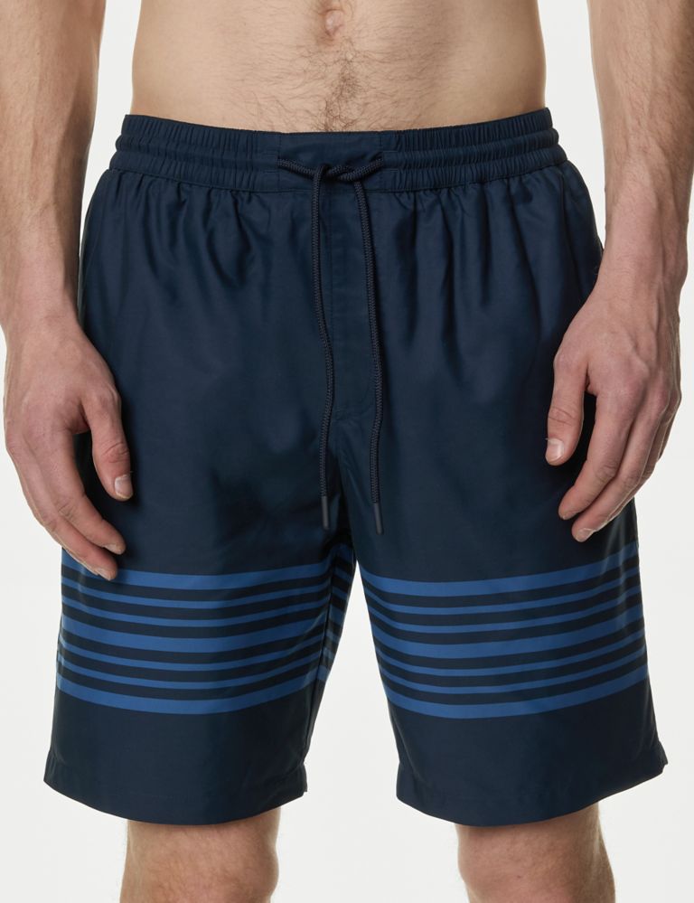 Quick Dry Striped Longer Length Swim Shorts 1 of 5