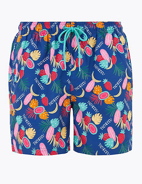 Quick Dry Tropical Print Swim Shorts Image 2 of 4