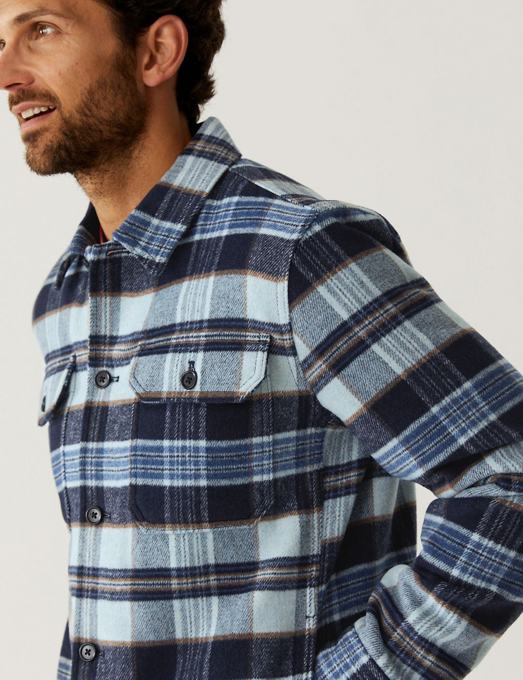 Quilt Lined Check Overshirt with Wool 3 of 4