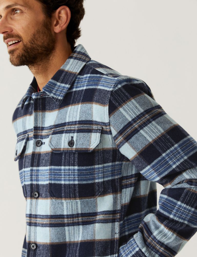 Quilt Lined Check Overshirt with Wool 1 of 4