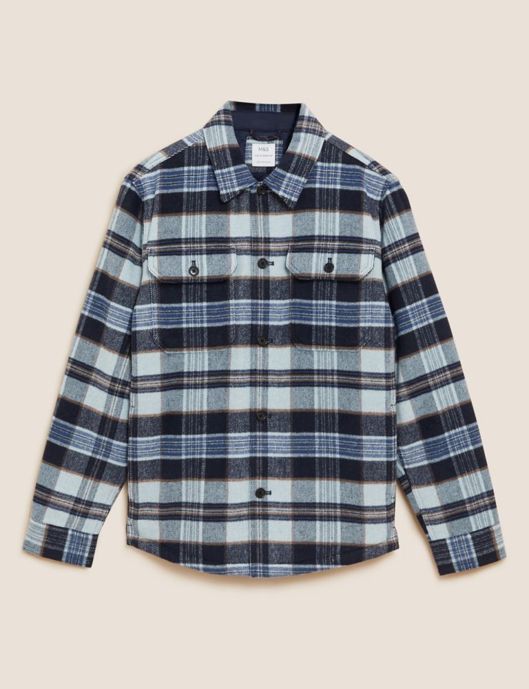 Quilt Lined Check Overshirt with Wool 2 of 4