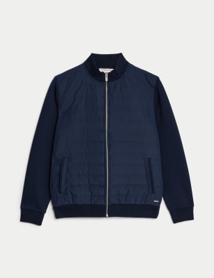 Blue quilted 2024 bomber jacket