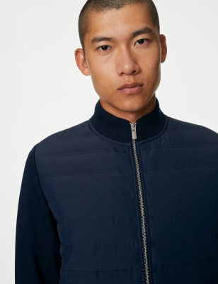 Men's quilted clearance patch bomber jacket