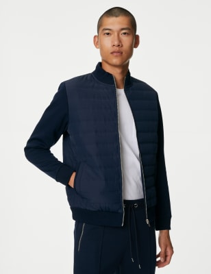 Quilted Bomber Jacket - Navy blue - Men