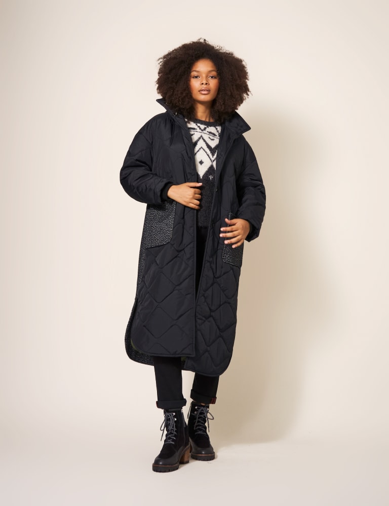 Quilted Funnel Neck Coat