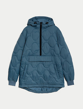 Quilted Half Zip Hooded Puffer Jacket Image 2 of 8