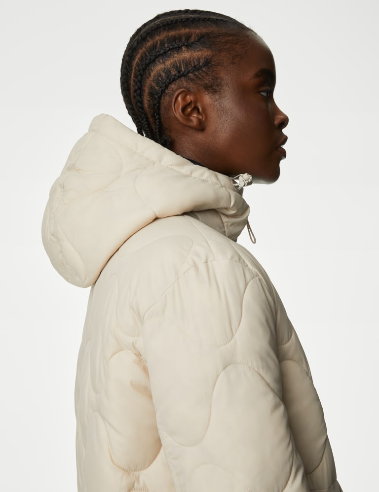 Quilted Half Zip Hooded Puffer Jacket, Goodmove