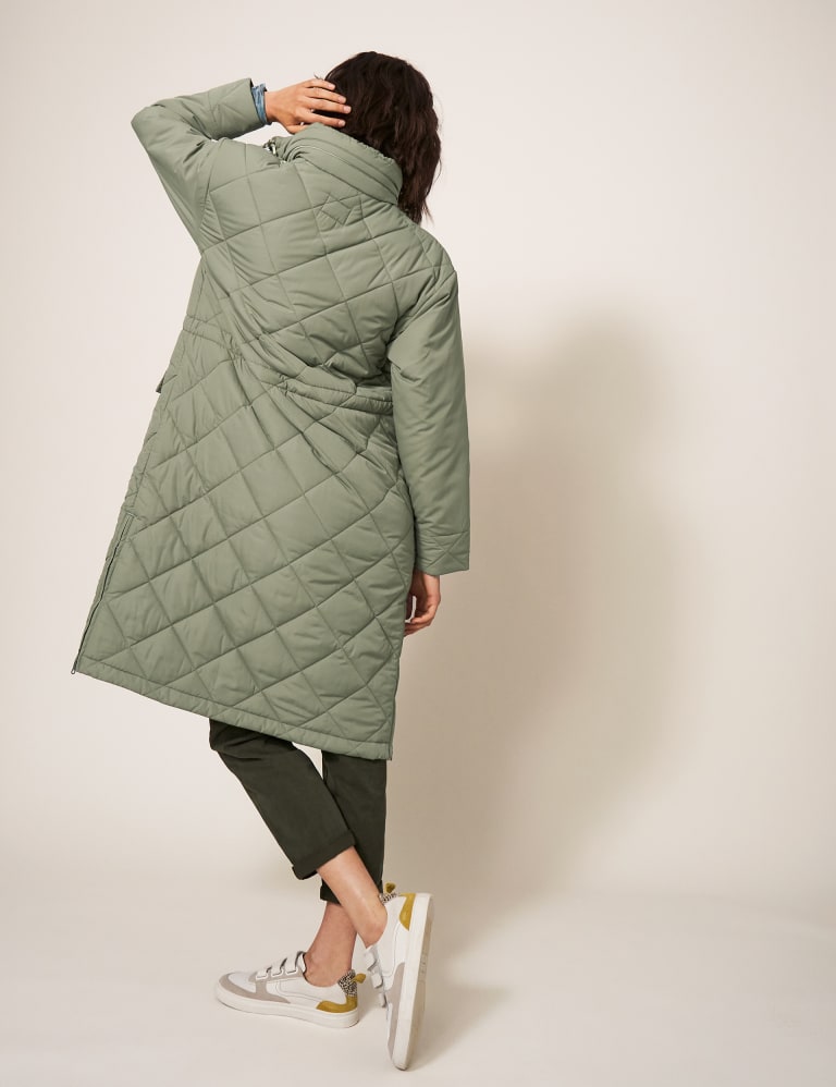 Quilted Hooded Longline Coat White Stuff M S