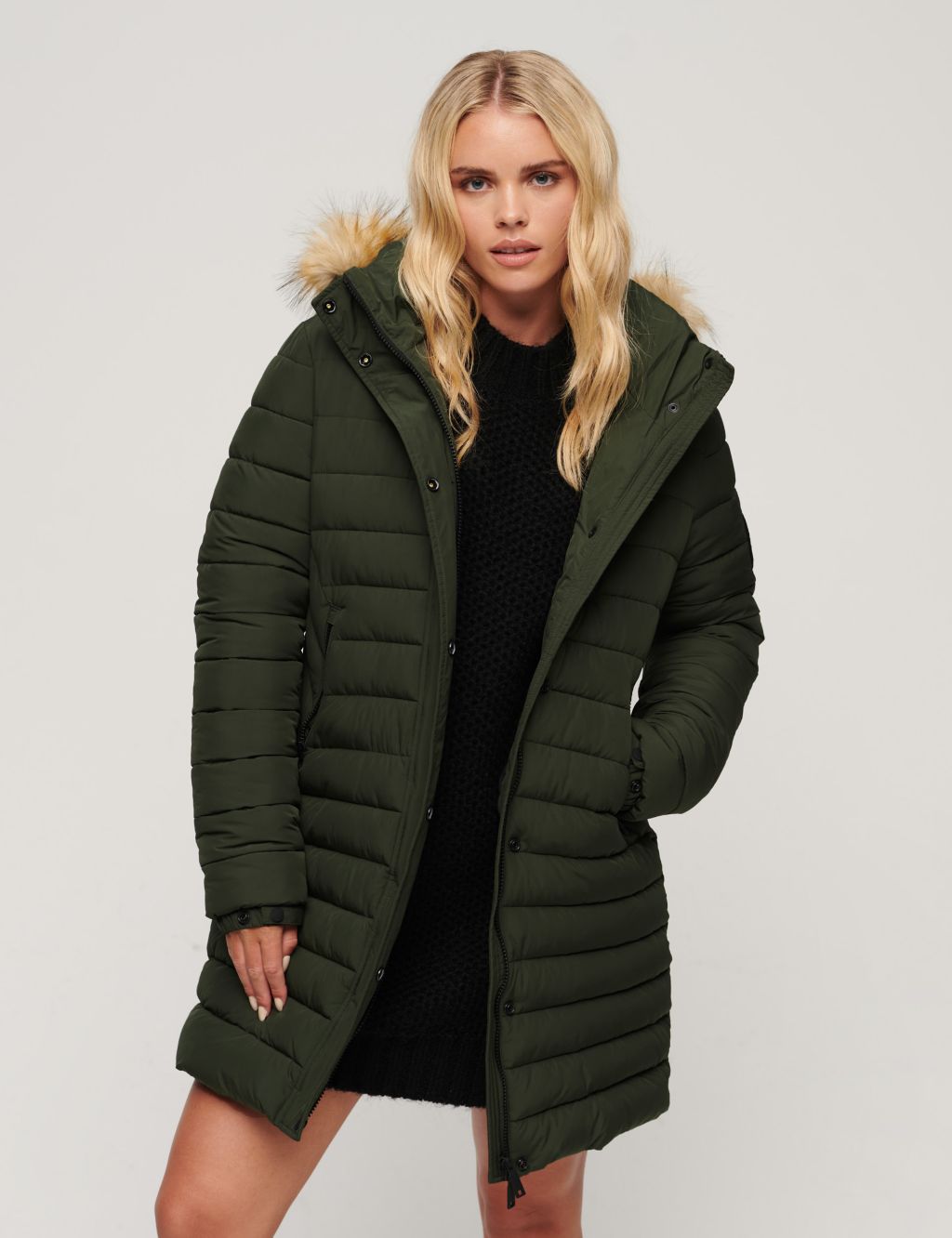 Quilted Hooded Relaxed Puffer Coat | Superdry | M&S