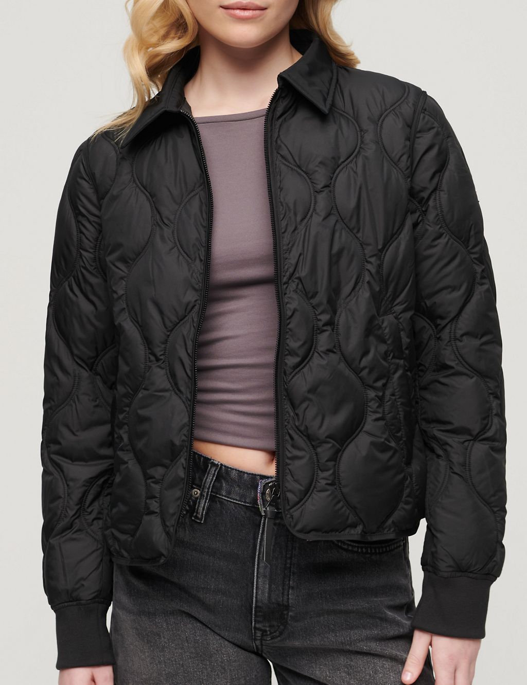 Quilted Lightweight Collared Cropped Jacket 4 of 6