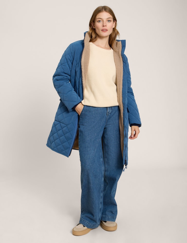Quilted Longline Coat White Stuff M S