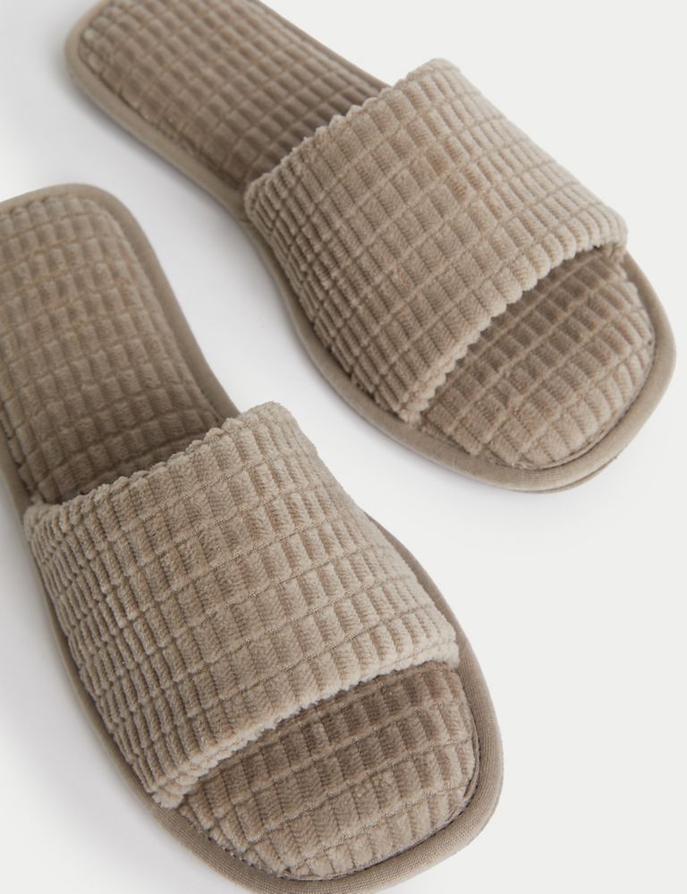 Quilted Open Toe Slider Mule Slippers 3 of 3